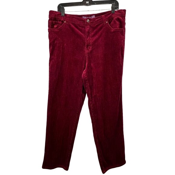 Gloria Vanderbilt Amanda Corduroy Jeans 16W Burgundy Maroon Straight Leg 36" W - Picture 1 of 7